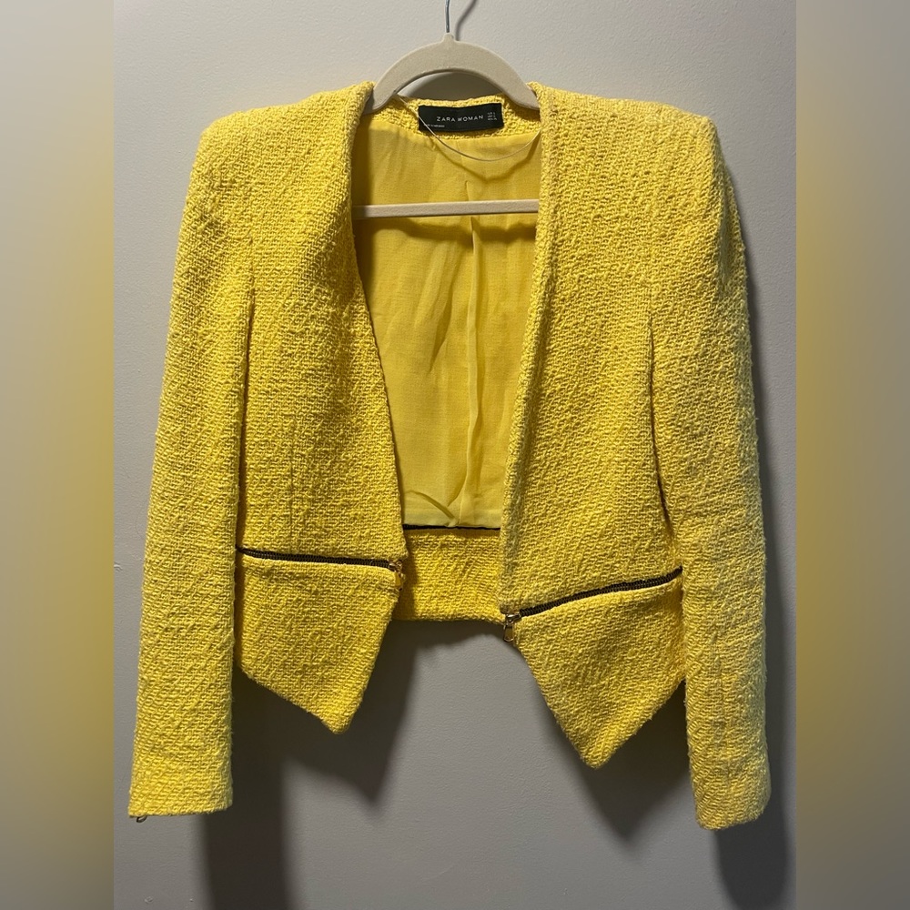 Yellow Boucle Zara Blazer Size Small